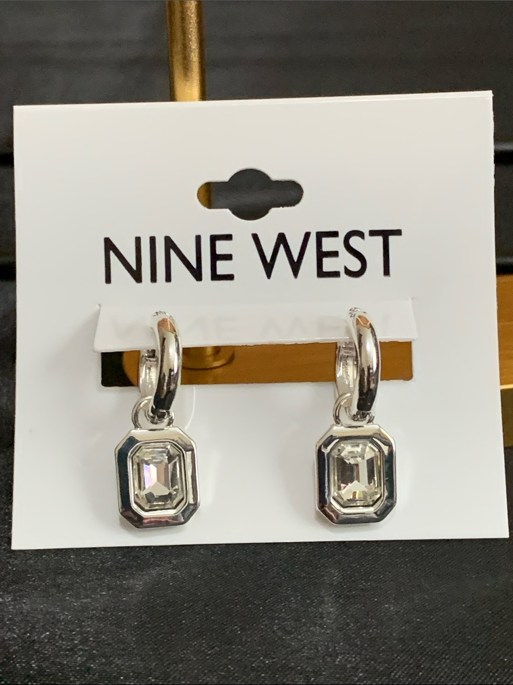 NWT Nine West silver tone clear stone earrings